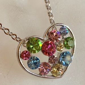 Necklace earrings heart set Made Austrian crystals